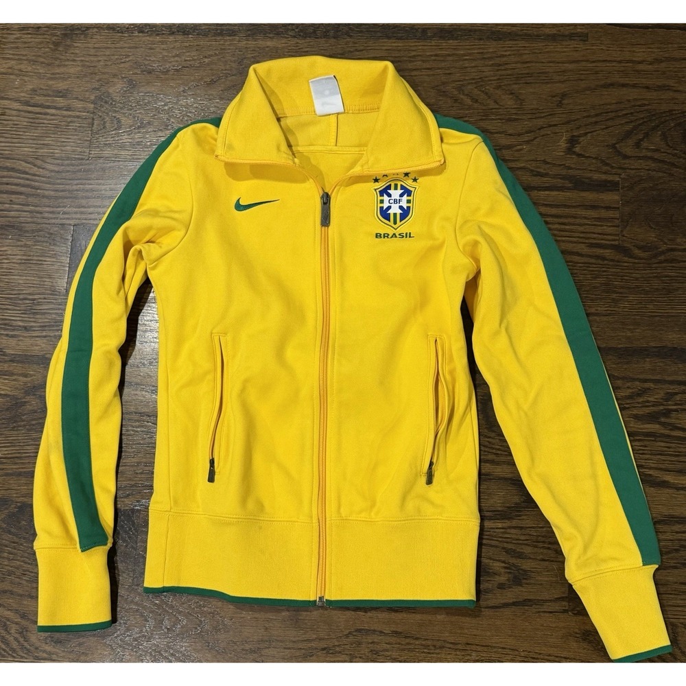 Nike Brazil National Team Jacket Mens Small Yellow Soccer Football CBF Brasil